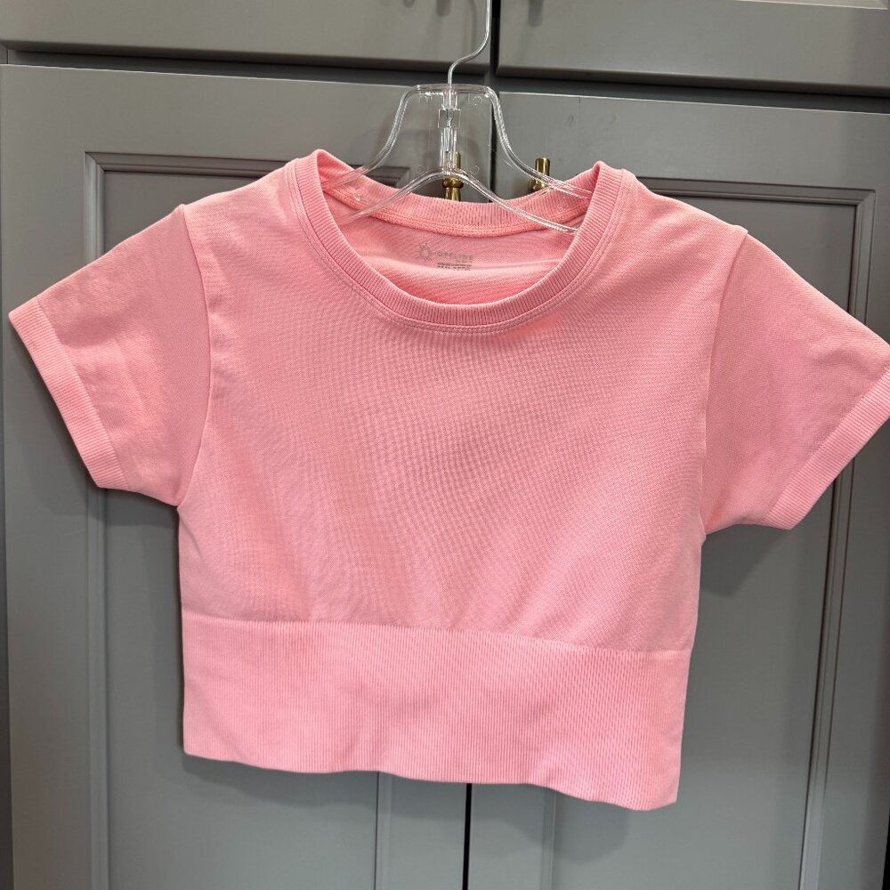 OFFLINE By Aerie Sidewalk Seamless Cropped T-Shirt in Salmon Pink